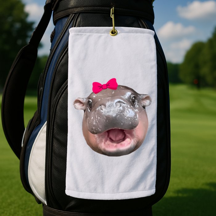 Funny Moo Deng Hippo Cute Baby Pygmy Coquette Golf Towel