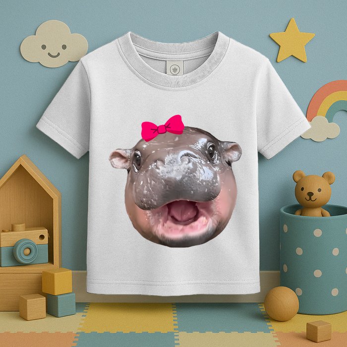 Funny Moo Deng Hippo Cute Baby Pygmy Coquette Toddler T-Shirt