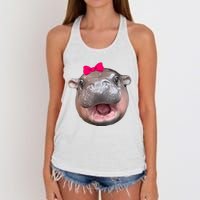 Funny Moo Deng Hippo Cute Baby Pygmy Coquette Women's Knotted Racerback Tank