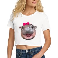 Funny Moo Deng Hippo Cute Baby Pygmy Coquette Crop Top