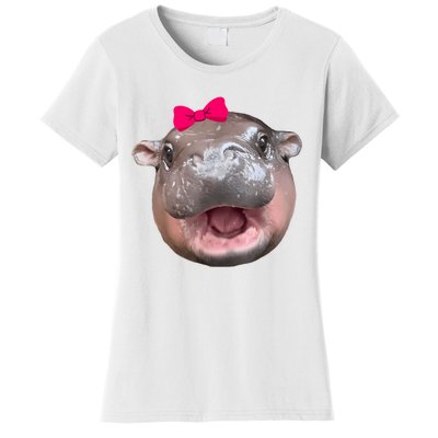 Funny Moo Deng Hippo Cute Baby Pygmy Coquette Women's T-Shirt