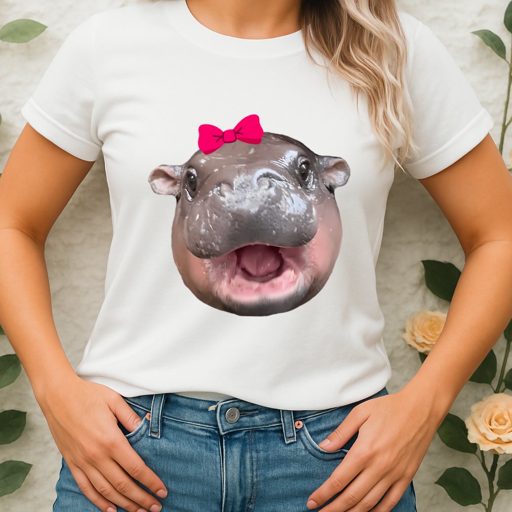 Funny Moo Deng Hippo Cute Baby Pygmy Coquette Womens T-Shirt