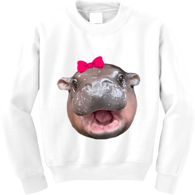 Funny Moo Deng Hippo Cute Baby Pygmy Coquette Kids Sweatshirt