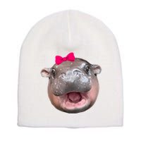Funny Moo Deng Hippo Cute Baby Pygmy Coquette Short Acrylic Beanie