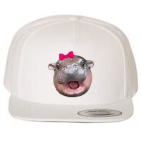 Funny Moo Deng Hippo Cute Baby Pygmy Coquette Wool Snapback Cap
