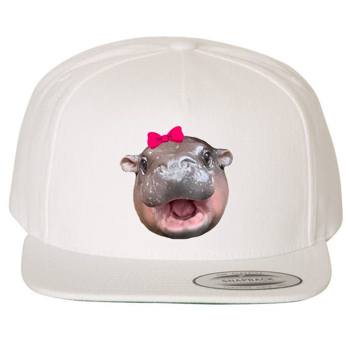 Funny Moo Deng Hippo Cute Baby Pygmy Coquette Wool Snapback Cap