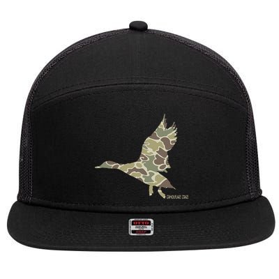 Flying Mallard Duck Camouflage Camo Duck Hunting Camo Hunter 7 Panel Mesh Trucker Snapback Hat