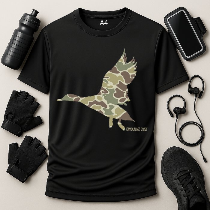 Flying Mallard Duck Camouflage Camo Duck Hunting Camo Hunter Cooling Performance Crew T-Shirt