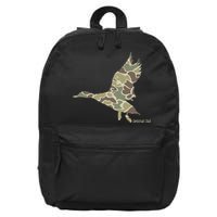 Flying Mallard Duck Camouflage Camo Duck Hunting Camo Hunter 16 in Basic Backpack