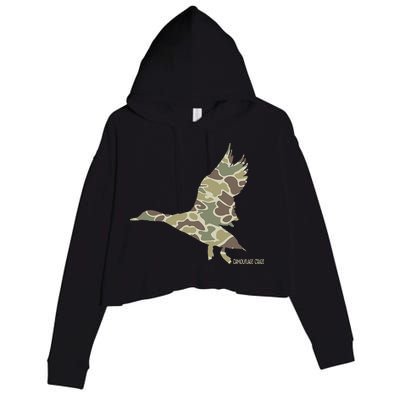 Flying Mallard Duck Camouflage Camo Duck Hunting Camo Hunter Crop Fleece Hoodie