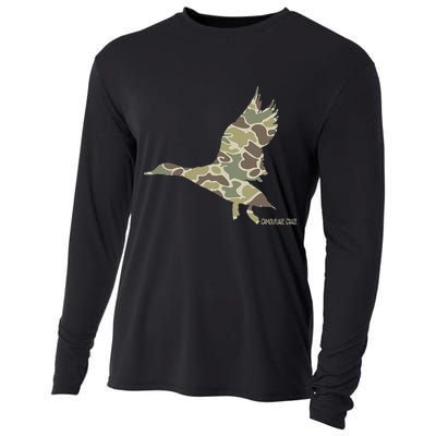 Flying Mallard Duck Camouflage Camo Duck Hunting Camo Hunter Cooling Performance Long Sleeve Crew