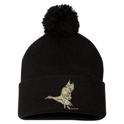 Flying Mallard Duck Camouflage Camo Duck Hunting Camo Hunter Pom Pom 12in Knit Beanie