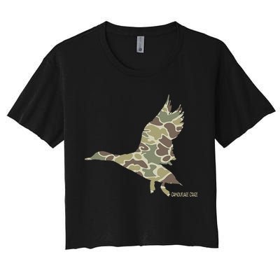 Flying Mallard Duck Camouflage Camo Duck Hunting Camo Hunter Crop Top