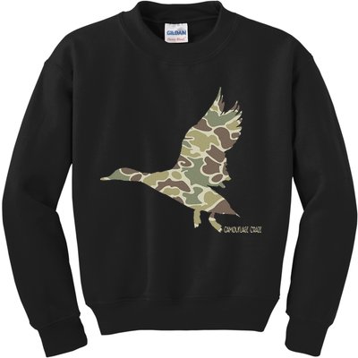 Flying Mallard Duck Camouflage Camo Duck Hunting Camo Hunter Kids Sweatshirt