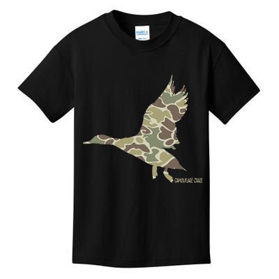 Flying Mallard Duck Camouflage Camo Duck Hunting Camo Hunter Kids T-Shirt