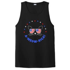 Funny Memorial Day July 4th Cat Ameowrica Day Funny Gift PosiCharge Competitor Tank