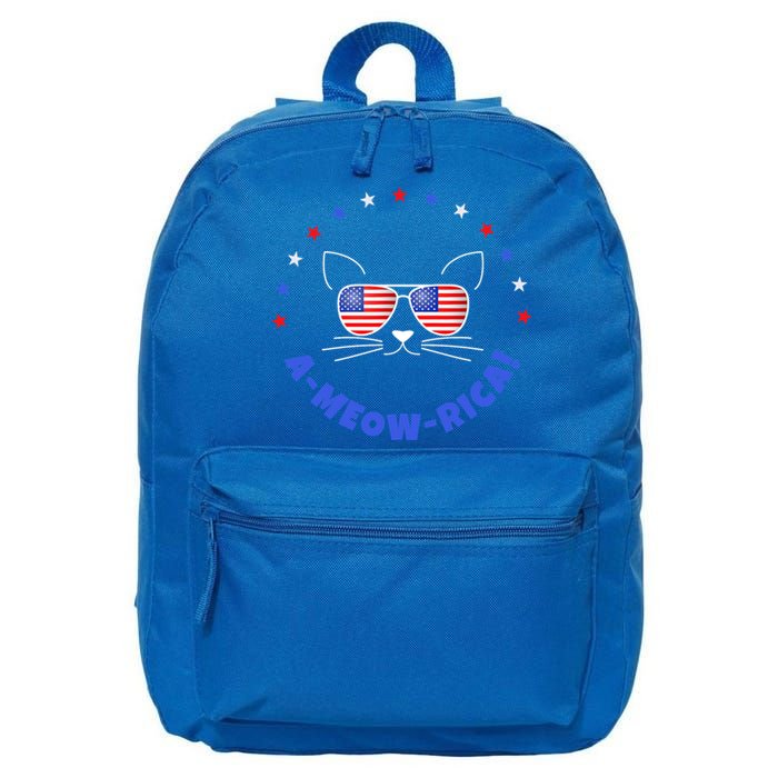 Funny Memorial Day July 4th Cat Ameowrica Day Funny Gift 16 in Basic Backpack