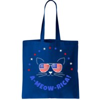 Funny Memorial Day July 4th Cat Ameowrica Day Funny Gift Tote Bag