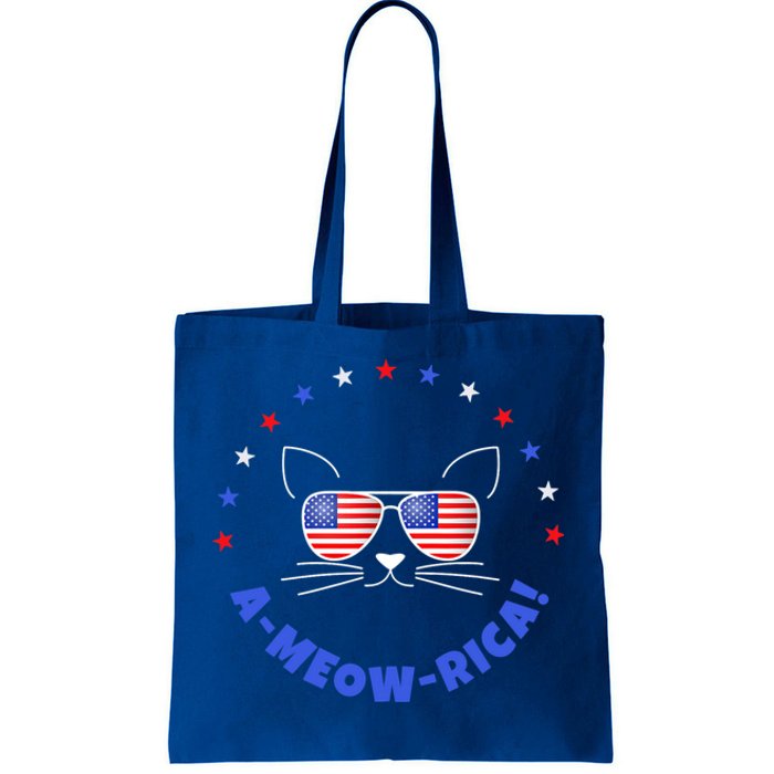 Funny Memorial Day July 4th Cat Ameowrica Day Funny Gift Tote Bag