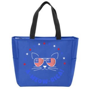 Funny Memorial Day July 4th Cat Ameowrica Day Funny Gift Zip Tote Bag