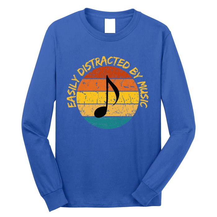 Funny Music Easily Distracted By Music Musician Music Lover Long Sleeve Shirt