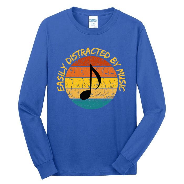 Funny Music Easily Distracted By Music Musician Music Lover Tall Long Sleeve T-Shirt