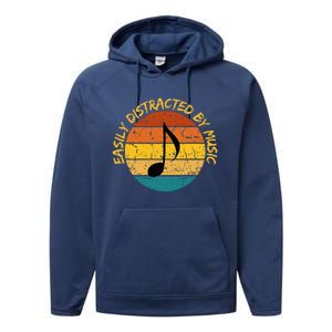 Funny Music Easily Distracted By Music Musician Music Lover Performance Fleece Hoodie