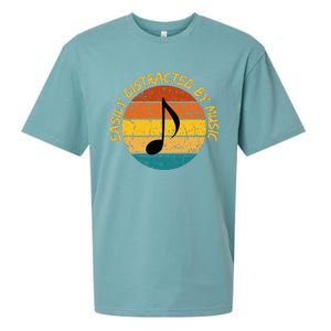 Funny Music Easily Distracted By Music Musician Music Lover Sueded Cloud Jersey T-Shirt