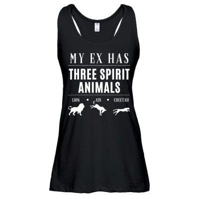 Funny My Ex Has Three Spirit Animals... Lion Ass Cheetah. Ladies Essential Flowy Tank
