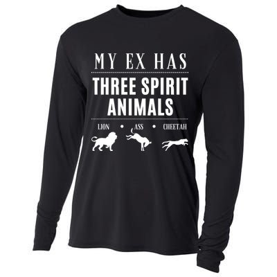 Funny My Ex Has Three Spirit Animals... Lion Ass Cheetah. Cooling Performance Long Sleeve Crew