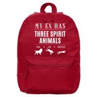 Funny My Ex Has Three Spirit Animals... Lion Ass Cheetah. 16 in Basic Backpack