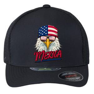 Funny Merica Eagle USA American Flag Flexfit Unipanel Trucker Cap