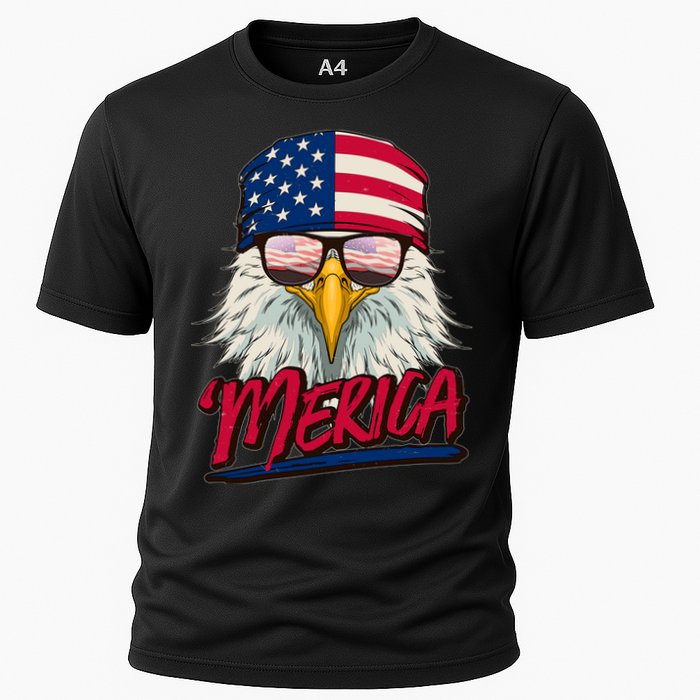 Funny Merica Eagle USA American Flag Cooling Performance Crew T-Shirt
