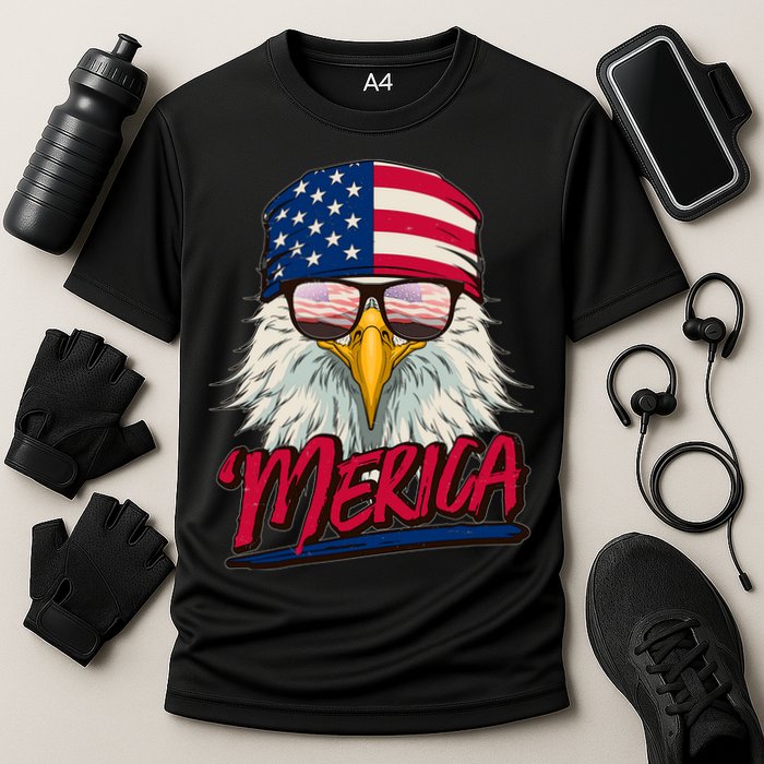 Funny Merica Eagle USA American Flag Cooling Performance Crew T-Shirt