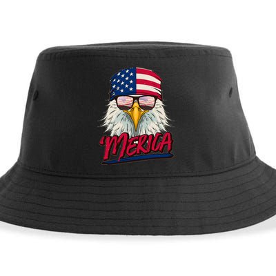 Funny Merica Eagle USA American Flag Sustainable Bucket Hat