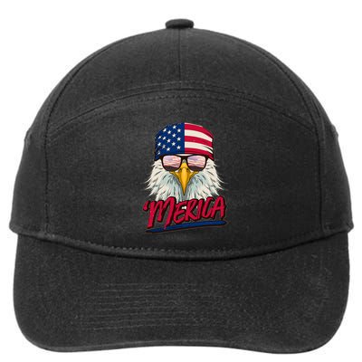 Funny Merica Eagle USA American Flag 7-Panel Snapback Hat