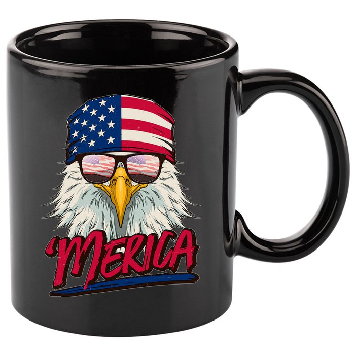 Funny Merica Eagle USA American Flag 11oz C Handle Ceramic Mug