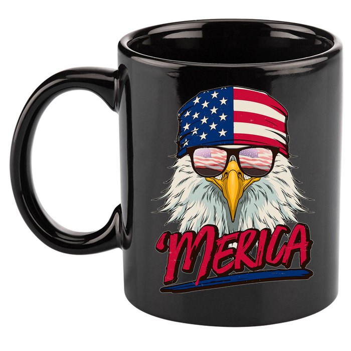 Funny Merica Eagle USA American Flag 11oz C Handle Ceramic Mug