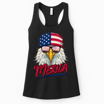 Funny Merica Eagle USA American Flag Womens Tank Top