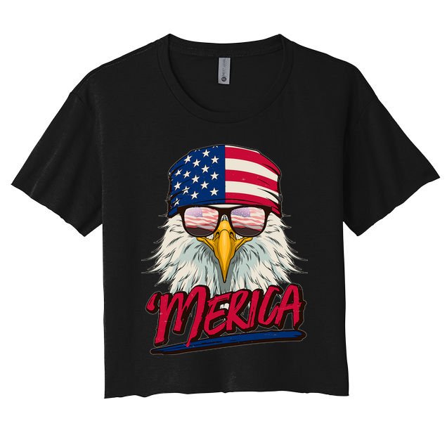 Funny Merica Eagle USA American Flag Crop Top