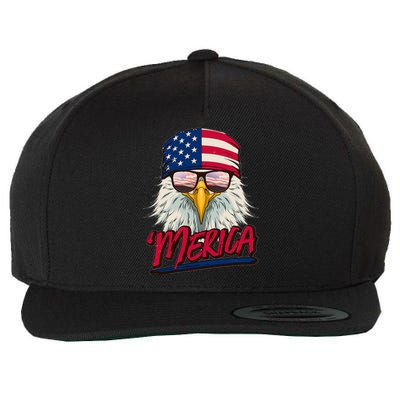 Funny Merica Eagle USA American Flag Wool Snapback Cap