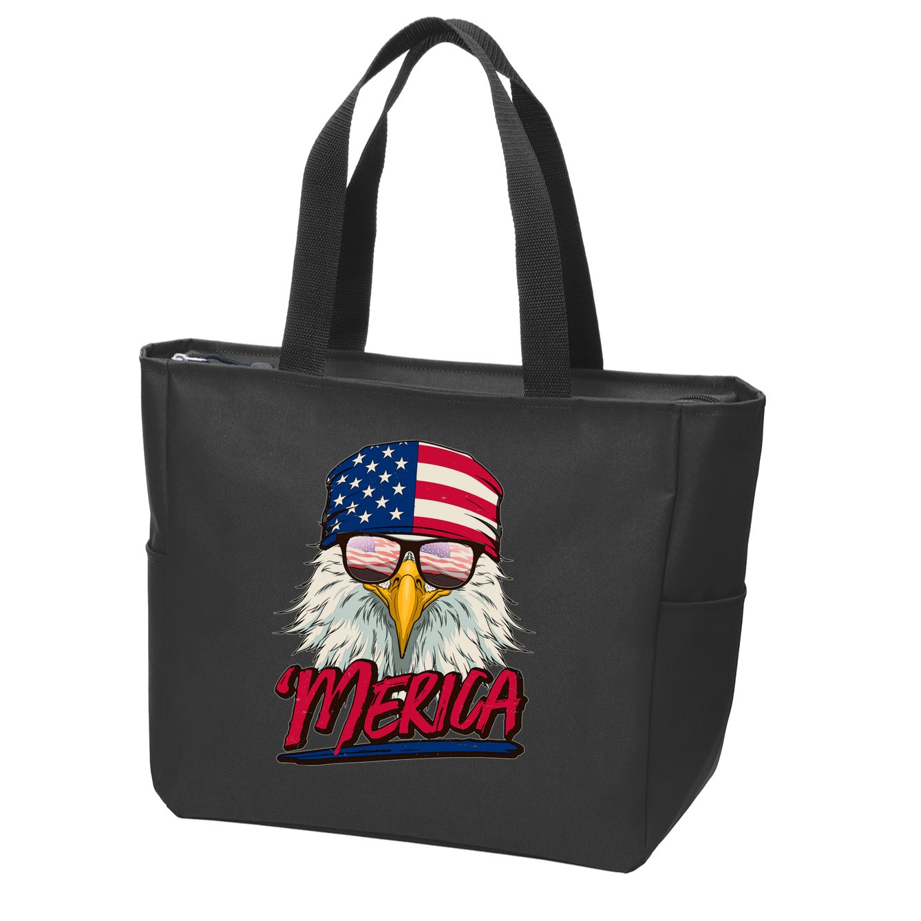 Funny Merica Eagle USA American Flag Zip Tote Bag