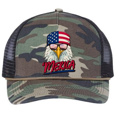 Funny Merica Eagle USA American Flag Retro Rope Trucker Hat Cap