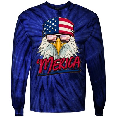 Funny Merica Eagle USA American Flag Tie-Dye Long Sleeve Shirt