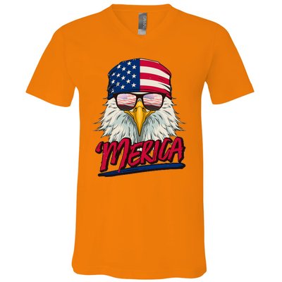 Funny Merica Eagle USA American Flag V-Neck T-Shirt