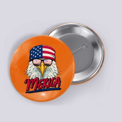 Funny Merica Eagle USA American Flag Button