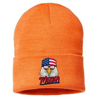 Funny Merica Eagle USA American Flag Sustainable Knit Beanie