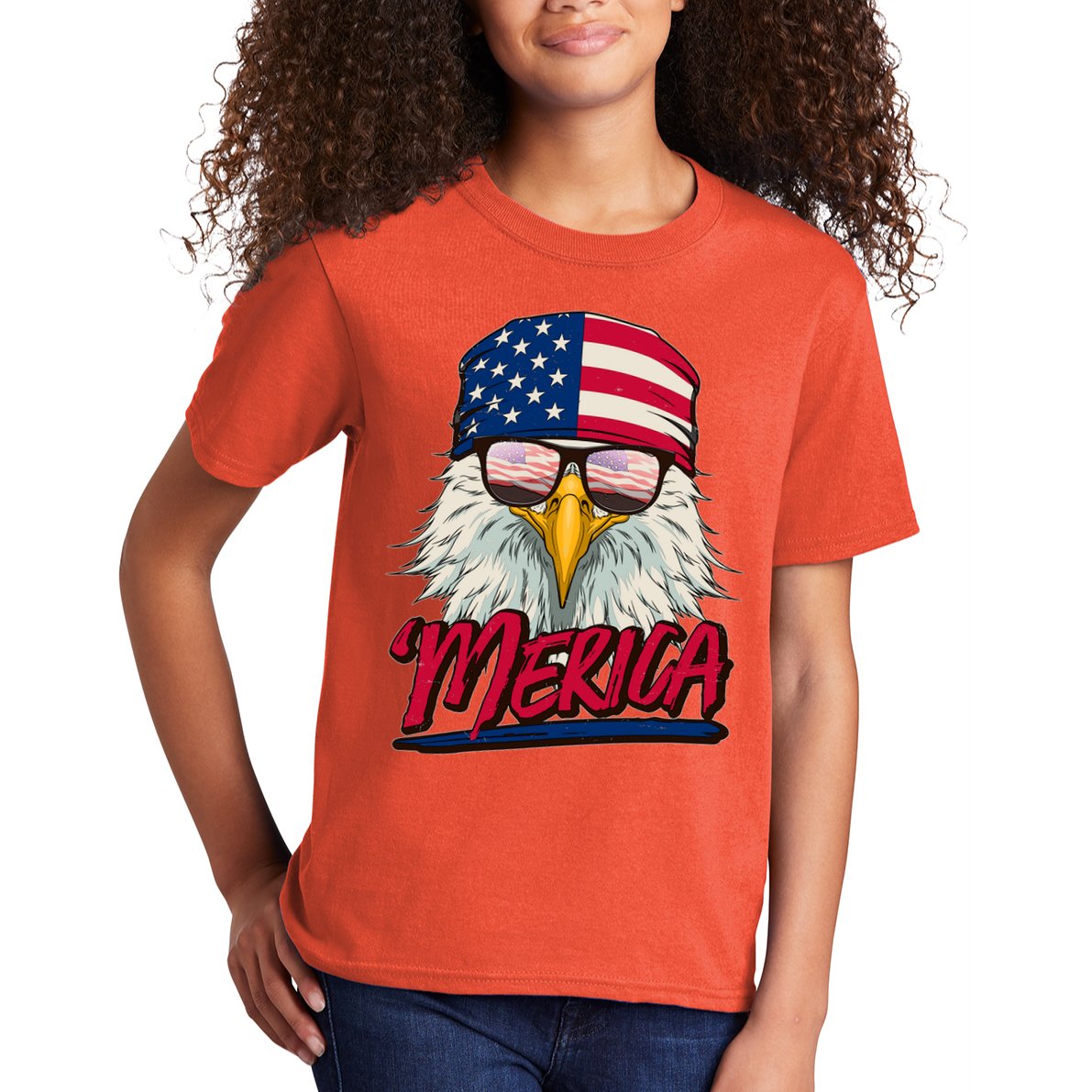 Funny Merica Eagle USA American Flag Kids T-Shirt