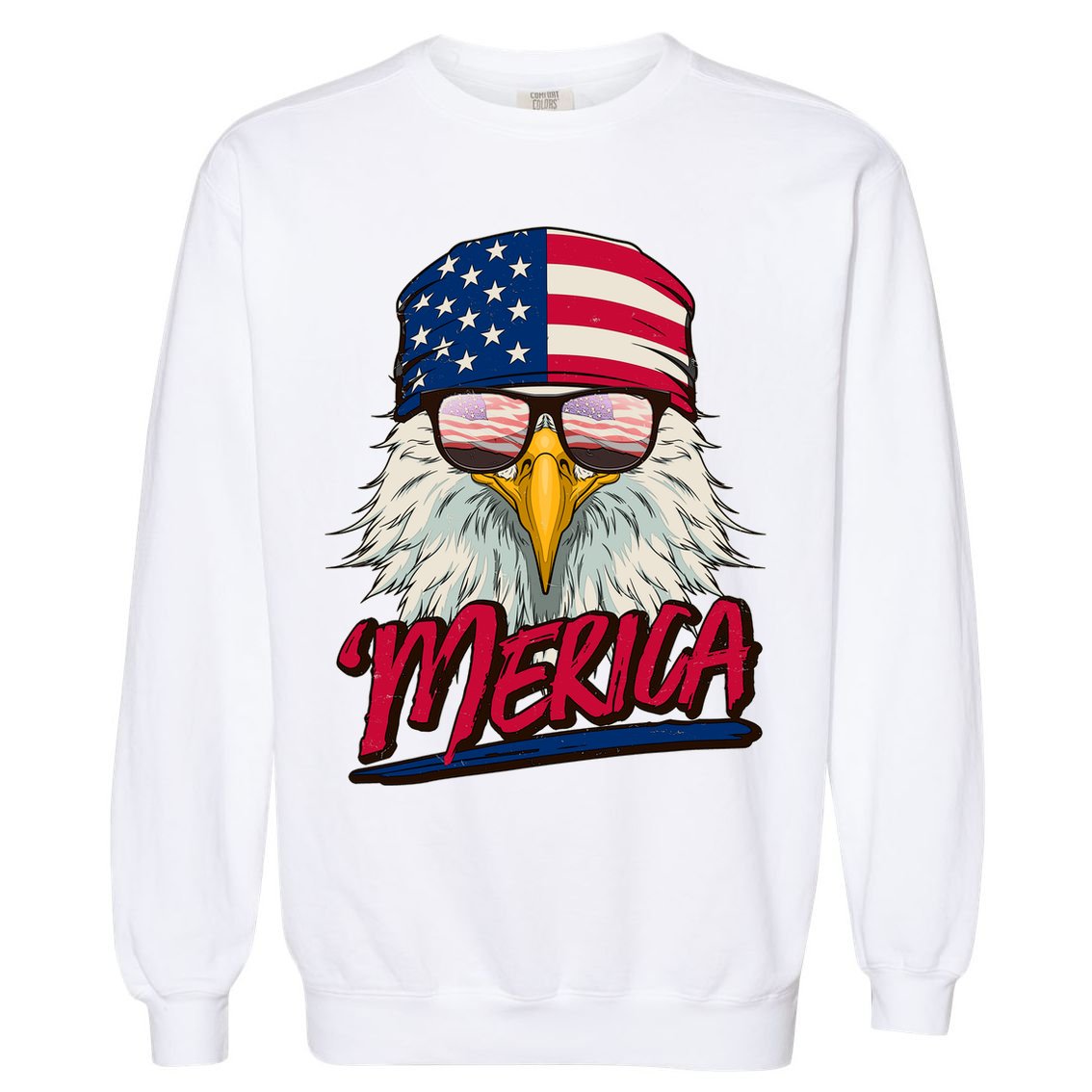 Funny Merica Eagle USA American Flag Garment-Dyed Sweatshirt
