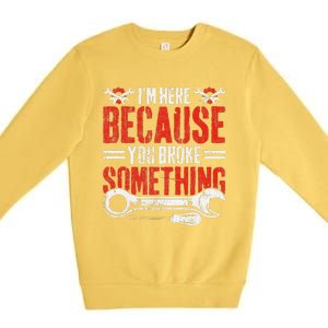 Funny Mechanic Engineer Art For Dad Husband Grandpa Gift Premium Crewneck Sweatshirt